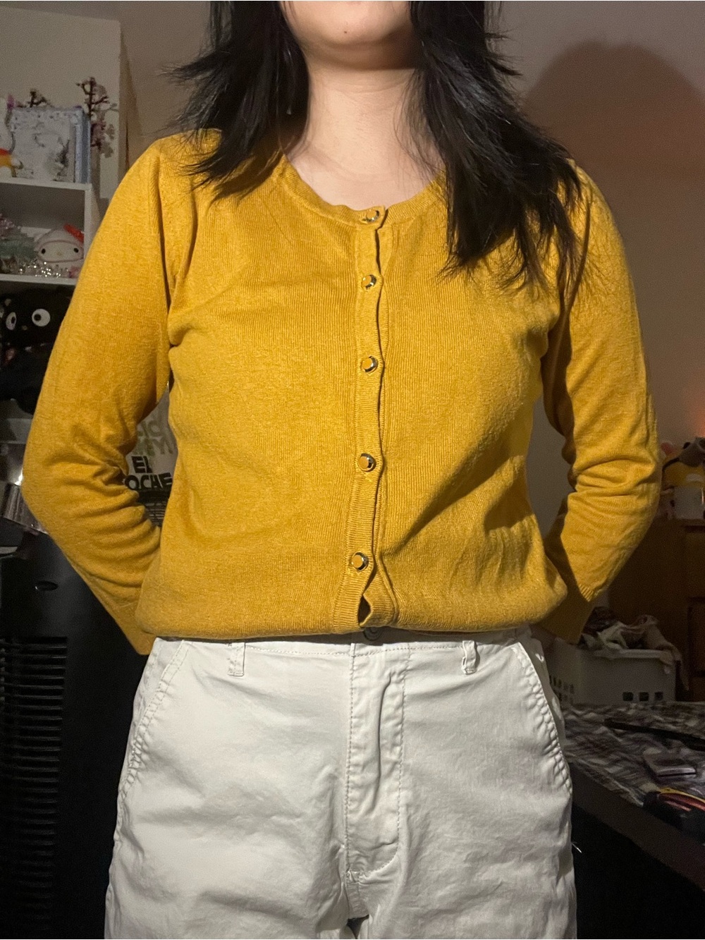 mustard yellow new york and company cardigan size medium